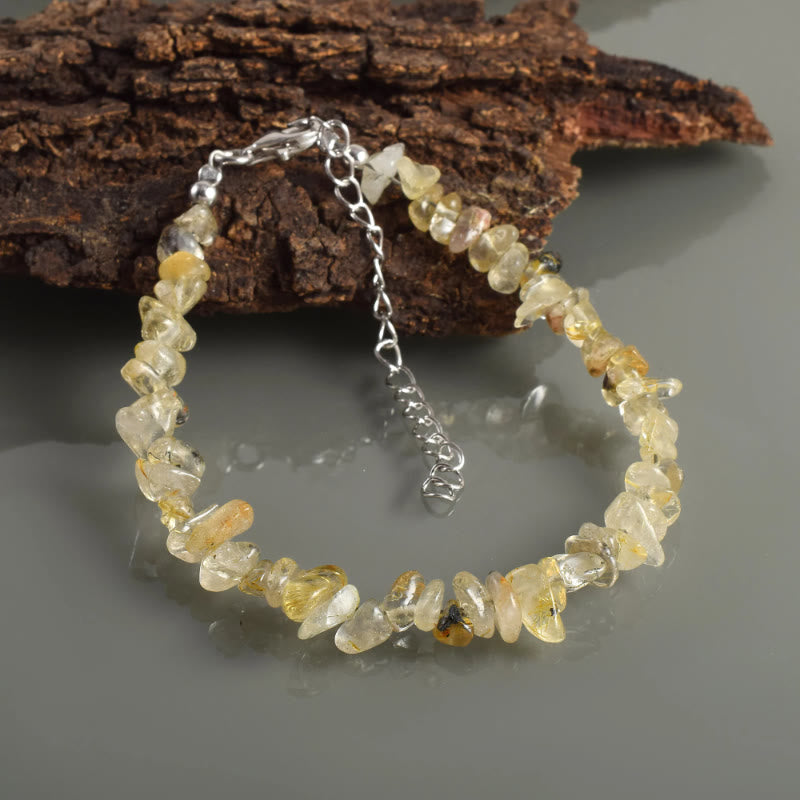 FuAttract Healing Luck & Harmony Natural Crystal & Agate Colorful Irregular Beaded Bracelet - Citrine Chips+Silver Alloy - image 54