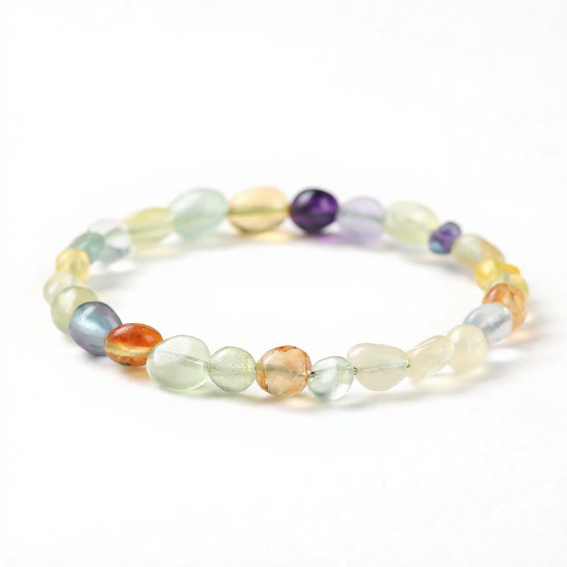 FuAttract Healing Luck & Harmony Natural Crystal & Agate Colorful Irregular Beaded Bracelet - Tumbled Fluorite - image 72