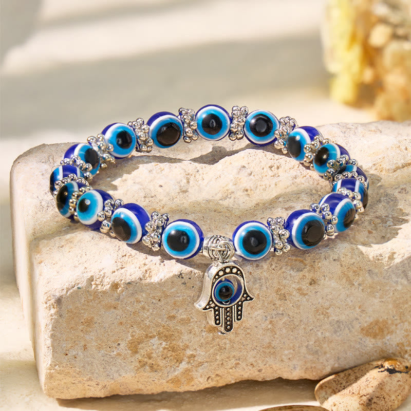 FuAttract Protection Luck & Balance Hamsa Hand Evil Eye Charm Spiritual Bracelet  - 10mm - image 0