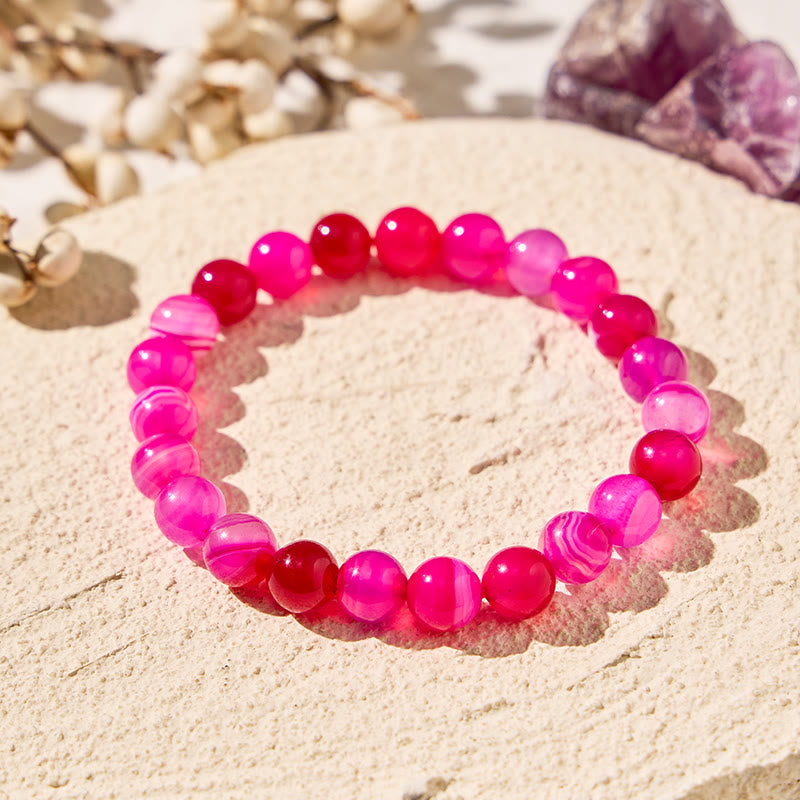 FuAttract Harmony Balance & Positive Vibes Natural Multi Material Stone Unisex Versatile Bracelet - Rose Red Banded Agate - image 38