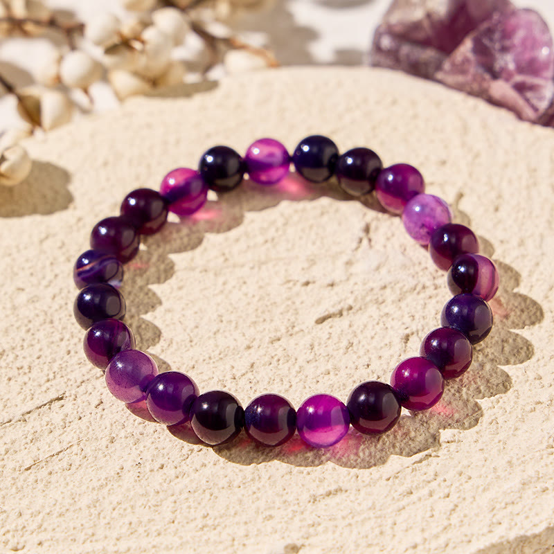 FuAttract Harmony Balance & Positive Vibes Natural Multi Material Stone Unisex Versatile Bracelet - Purple Banded Agate - image 42