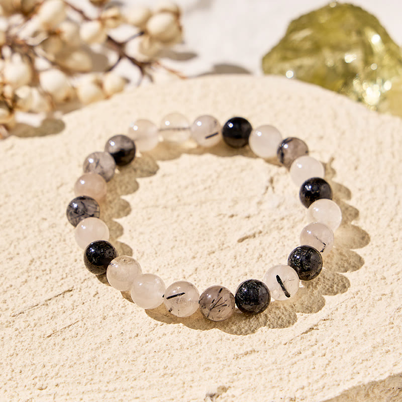 FuAttract Harmony Balance & Positive Vibes Natural Multi Material Stone Unisex Versatile Bracelet - Black Rutilated Quartz - image 45