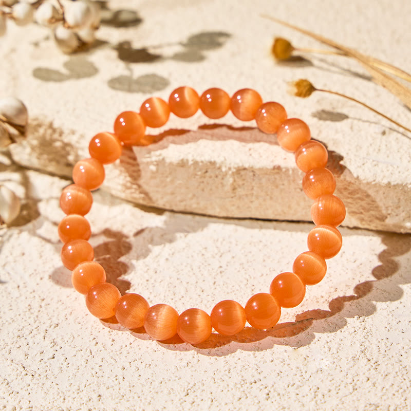 FuAttract Harmony Balance & Positive Vibes Natural Multi Material Stone  Fashion Versatile Bracelet - Orange Red Cat's Eye - image 99