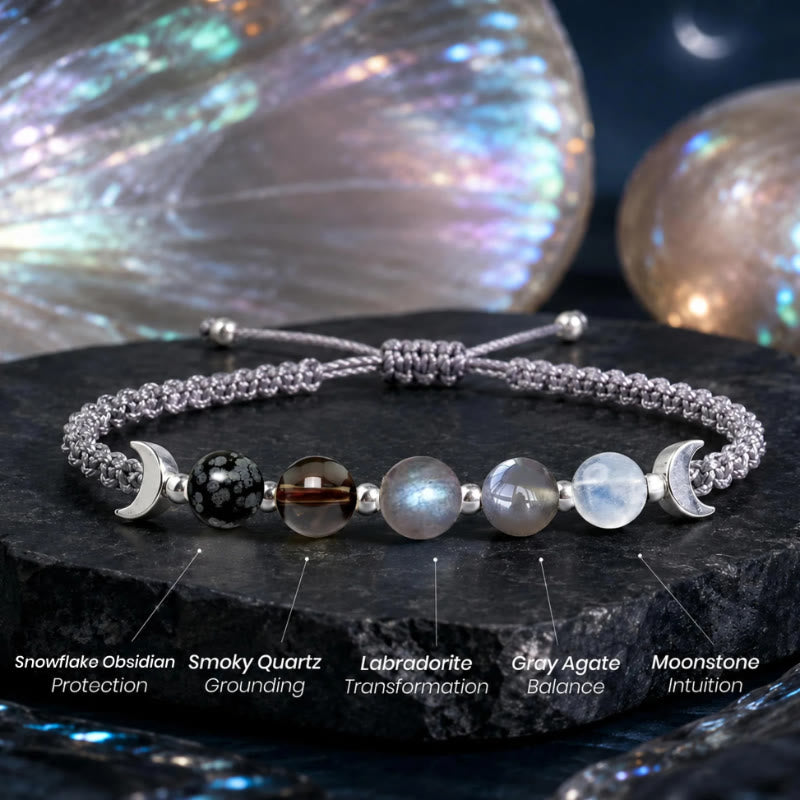FREE Today: Healing Calm & Balance Black Moon Phase Crystal Protection Bracelet - Grey - image 2