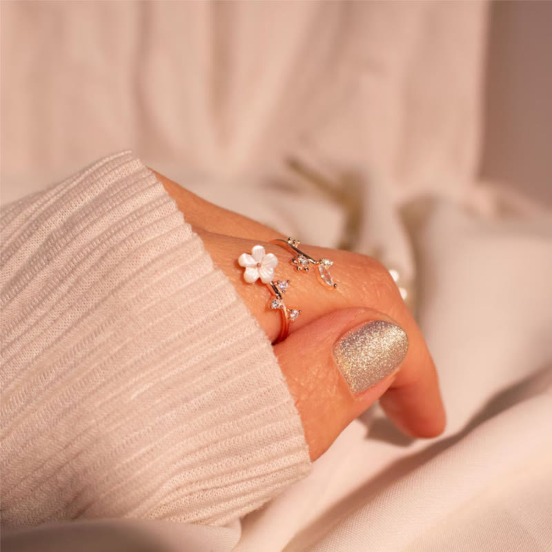 FREE Today: Love Harmony & Grace Mother of Pearl Cherry Blossom Zinc Alloy Ring  - Rose Gold - image 0