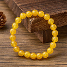 FuAttract Protection Blessing & Harmony Colorful Agate Om Mani Mantra Gold Foil Bracelet - Yellow Agate - 14mm - image 7