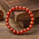 FuAttract Protection Blessing & Harmony Colorful Agate Om Mani Mantra Gold Foil Bracelet - Red Agate - 14mm - image 11