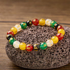 FuAttract Protection Blessing & Harmony Colorful Agate Om Mani Mantra Gold Foil Bracelet - image 2