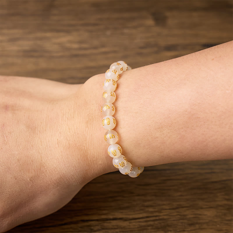 FuAttract Protection Blessing & Harmony Colorful Agate Om Mani Mantra Gold Foil Bracelet - image 16
