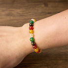 FuAttract Protection Blessing & Harmony Colorful Agate Om Mani Mantra Gold Foil Bracelet - image 3