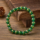 FuAttract Protection Blessing & Harmony Colorful Agate Om Mani Mantra Gold Foil Bracelet - Green Agate - 14mm - image 9