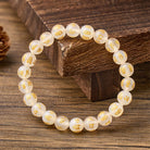 FuAttract Protection Blessing & Harmony Colorful Agate Om Mani Mantra Gold Foil Bracelet - White Agate - 14mm - image 15