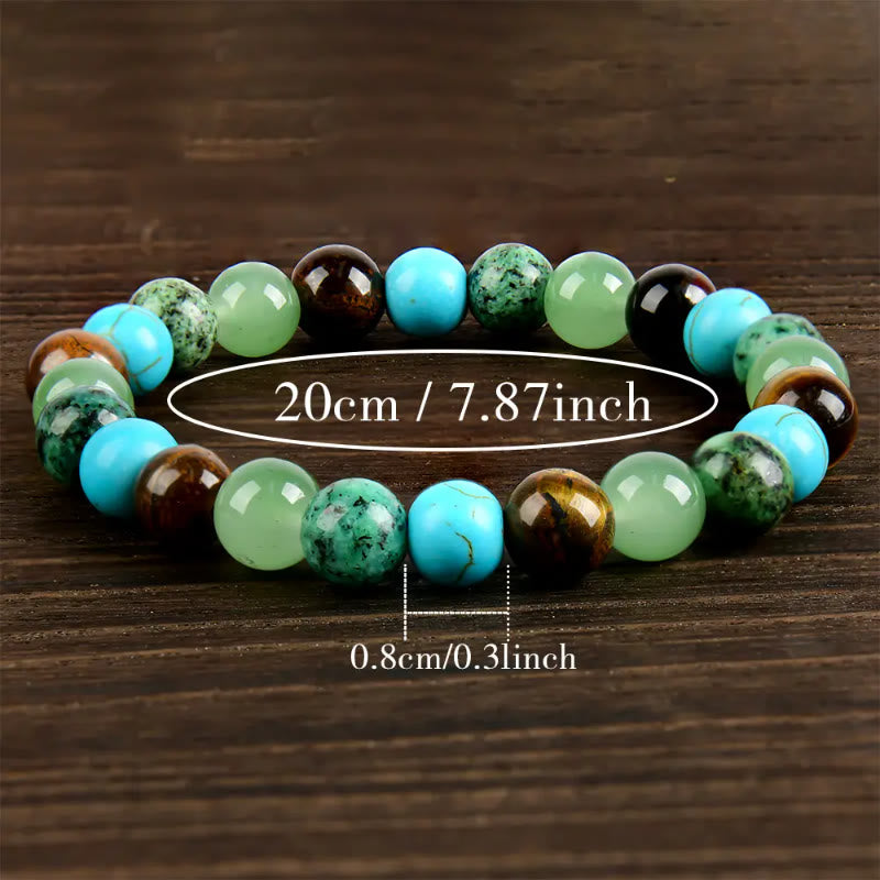 FuAttract Protection Grounding & Confidence Turquoise Tiger's Eye Green Aventurine & African Turquoise Healing Bracelet - image 7