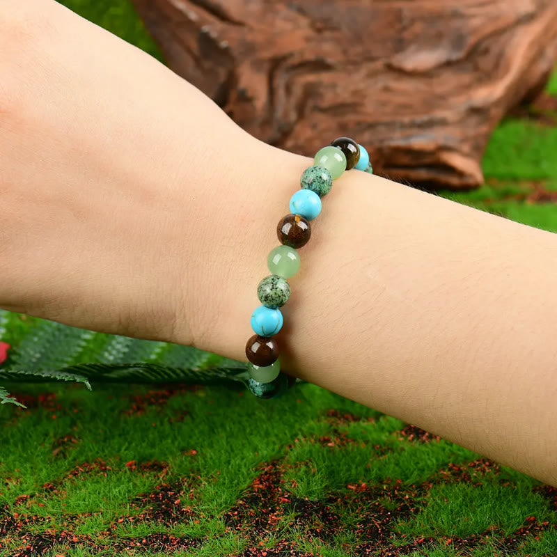 FuAttract Protection Grounding & Confidence Turquoise Tiger's Eye Green Aventurine & African Turquoise Healing Bracelet - image 5