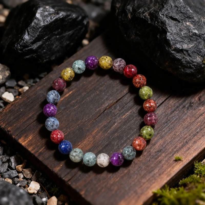 FuAttract Balance Harmony & Alignment Colorful Dalmatian Jasper Seven Chakra Bracelet - image 3
