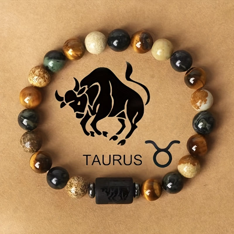 FREE Today: Confidence Balance & Personal Identity Tiger's Eye Picture Jasper Zodiac Signs Bracelet - Taurus - image 18