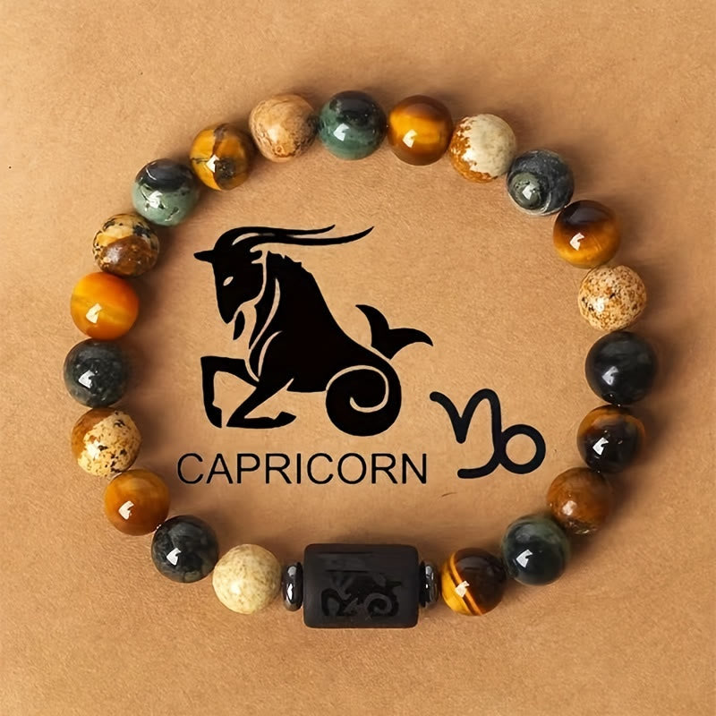 FREE Today: Confidence Balance & Personal Identity Tiger's Eye Picture Jasper Zodiac Signs Bracelet - Capricorn - image 9