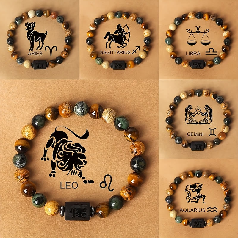 FREE Today: Confidence Balance & Personal Identity Tiger's Eye Picture Jasper Zodiac Signs Bracelet - image 12