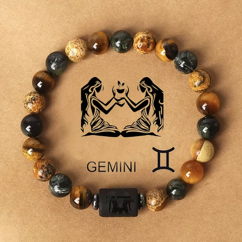 FREE Today: Confidence Balance & Personal Identity Tiger's Eye Picture Jasper Zodiac Signs Bracelet - Gemini - image 10