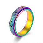 FREE Today: Guidance Harmony & Cosmic Energy Stainless Steel Hollow Star Moon Rotating Ring - Multicolor - US 12 - image 5