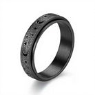 FREE Today: Guidance Harmony & Cosmic Energy Stainless Steel Hollow Star Moon Rotating Ring - Black - US 12 - image 4