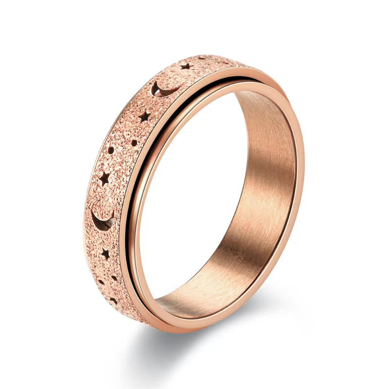 FREE Today: Guidance Harmony & Cosmic Energy Stainless Steel Hollow Star Moon Rotating Ring - Rose Gold - US 12 - image 4