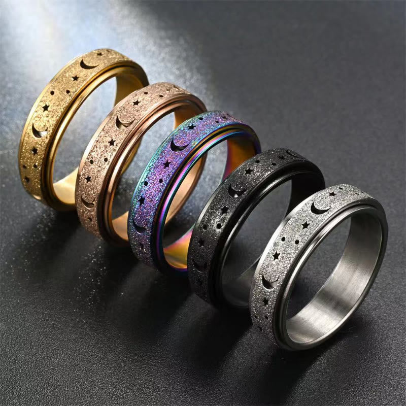 FREE Today: Guidance Harmony & Cosmic Energy Stainless Steel Hollow Star Moon Rotating Ring - image 0