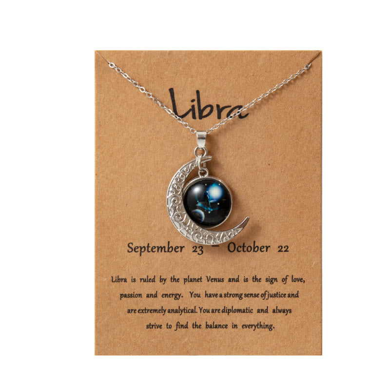 FuAttract Destiny Guidance & Cosmic Harmony Twelve Zodiac Signs Moon Glaze Luminous Pendant Necklace - Libra - image 12