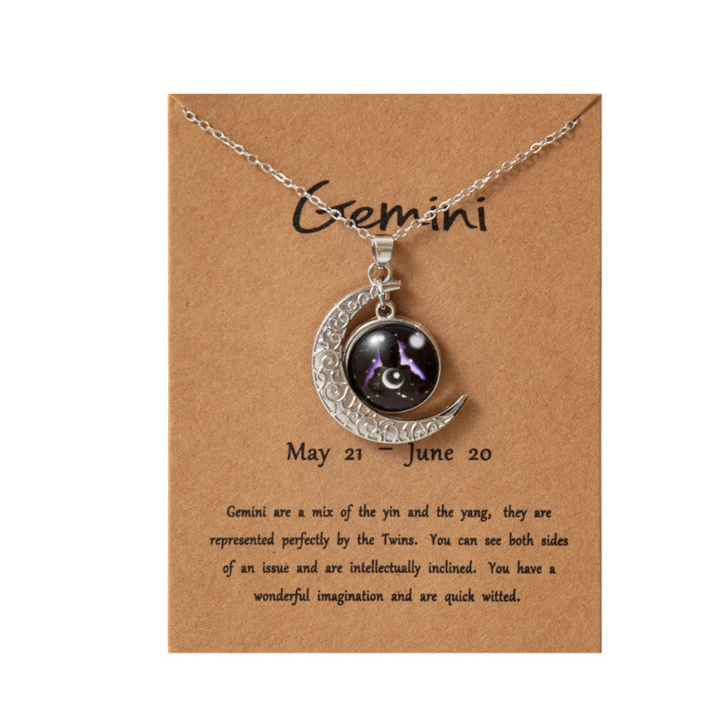 FuAttract Destiny Guidance & Cosmic Harmony Twelve Zodiac Signs Moon Glaze Luminous Pendant Necklace - Gemini - image 8
