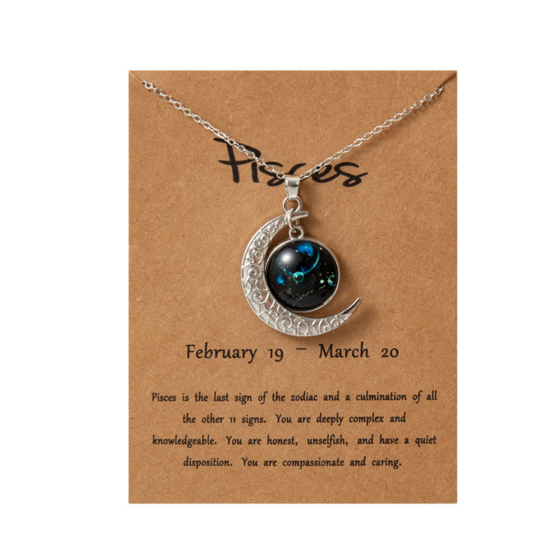 FuAttract Destiny Guidance & Cosmic Harmony Twelve Zodiac Signs Moon Glaze Luminous Pendant Necklace - Pisces - image 17