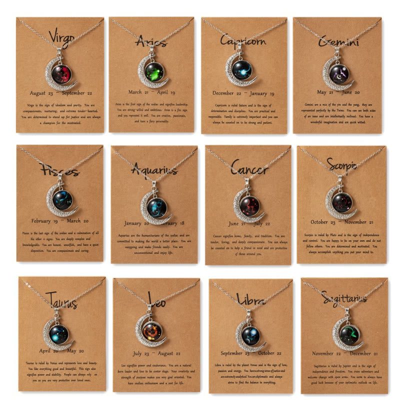 FuAttract Destiny Guidance & Cosmic Harmony Twelve Zodiac Signs Moon Glaze Luminous Pendant Necklace - image 2