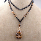 FuAttract Growth Protection & Guidance Tiger's Eye Tree of Life Teardrop Wire Wrapped Pendant Necklace - image 3