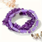 FuAttract Clarity Harmony & Healing Amethyst Bead & Chip & Faceted Stackable Bracelet - image 1
