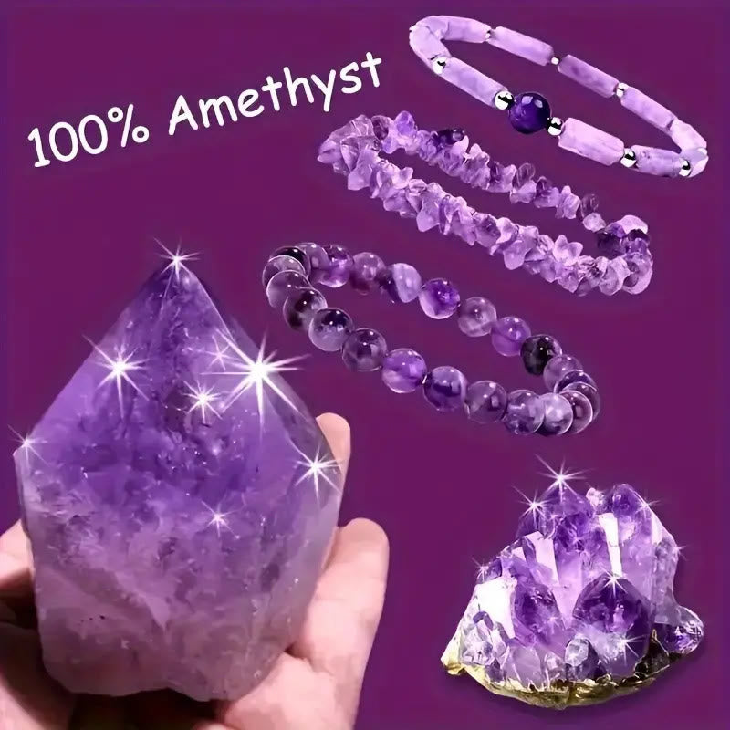FuAttract Clarity Harmony & Healing Amethyst Bead & Chip & Faceted Stackable Bracelet - Amethyst - image 0