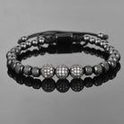 FuAttract Elegance Confidence & Luxury Energy Micro Inlaid Stainless Steel Ball Woven Bracelet - Black + Silver - image 9