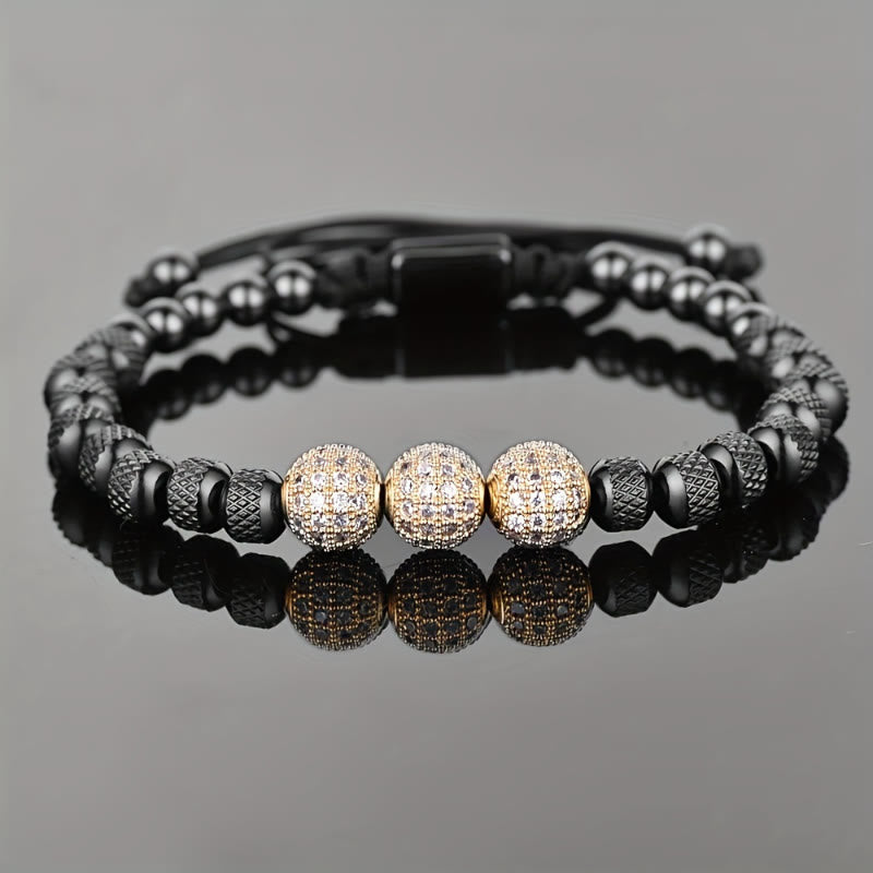 FuAttract Elegance Confidence & Luxury Energy Micro Inlaid Stainless Steel Ball Woven Bracelet - Black + Gold - image 10