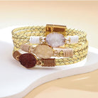 FuAttract Harmony Prosperity & Vitality Clear Quartz Citrine Red Crystal Triple Layer Woven Leather Bracelet - Apricot - image 0