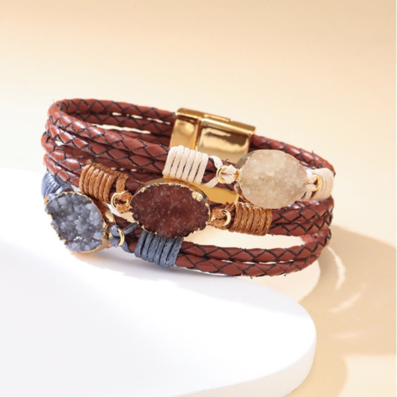 FuAttract Harmony Prosperity & Vitality Clear Quartz Citrine Red Crystal Triple Layer Woven Leather Bracelet - image 7