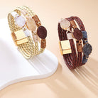 FuAttract Harmony Prosperity & Vitality Clear Quartz Citrine Red Crystal Triple Layer Woven Leather Bracelet - image 1
