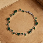 FuAttract Growth Elegance & Vitality Colorful Zircon Alloy Leaf Fashion Bracelet - Green + Silver - image 4
