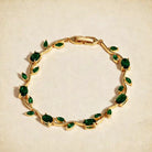 FuAttract Growth Elegance & Vitality Colorful Zircon Alloy Leaf Fashion Bracelet - Green + Gold - image 5