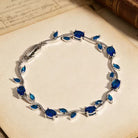 FuAttract Growth Elegance & Vitality Colorful Zircon Alloy Leaf Fashion Bracelet - Blue + Silver - image 6