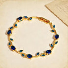 FuAttract Growth Elegance & Vitality Colorful Zircon Alloy Leaf Fashion Bracelet - Blue + Gold - image 7