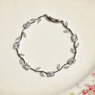 FuAttract Growth Elegance & Vitality Colorful Zircon Alloy Leaf Fashion Bracelet - White + Silver - image 8