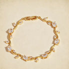 FuAttract Growth Elegance & Vitality Colorful Zircon Alloy Leaf Fashion Bracelet - White + Gold - image 9
