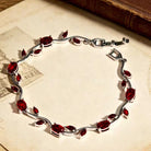 FuAttract Growth Elegance & Vitality Colorful Zircon Alloy Leaf Fashion Bracelet - Red + Silver - image 10