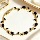 FuAttract Growth Elegance & Vitality Colorful Zircon Alloy Leaf Fashion Bracelet - Black + Gold - image 13