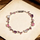 FuAttract Growth Elegance & Vitality Colorful Zircon Alloy Leaf Fashion Bracelet - Pink Purple + Silver - image 16