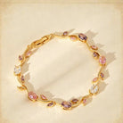 FuAttract Growth Elegance & Vitality Colorful Zircon Alloy Leaf Fashion Bracelet - Pink Purple + Gold - image 17