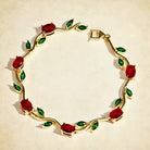 FuAttract Growth Elegance & Vitality Colorful Zircon Alloy Leaf Fashion Bracelet - Red Green + Gold - image 19